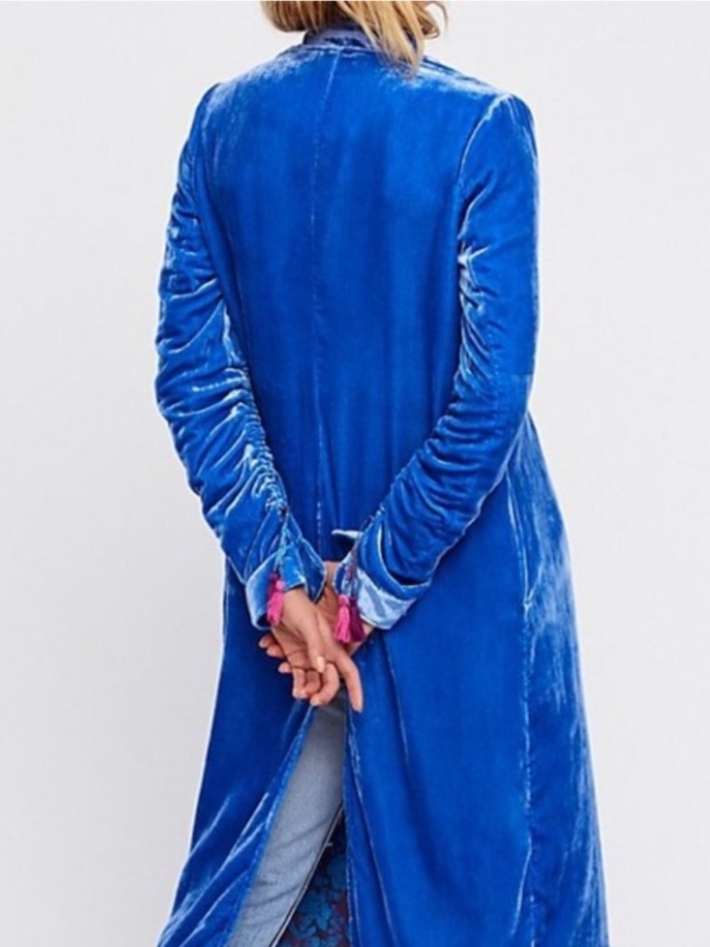 🆕 Free People ‘Dahlia’ Blue Velvet Duster HTF XS